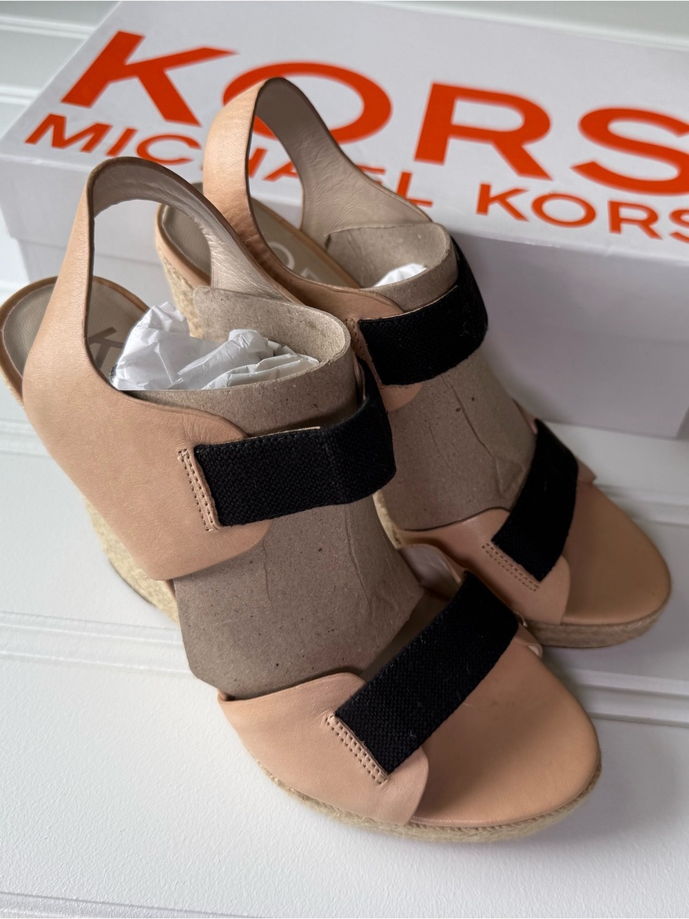 MICHAEL KORS WINDSOR Leather Platform Sandal Wedges 9M Women NEW 1966